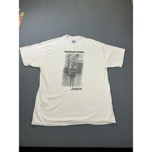 Vintage Basketball In Indiana Shirt Mens Large White Graphic Hanes Beefy-T USA‎